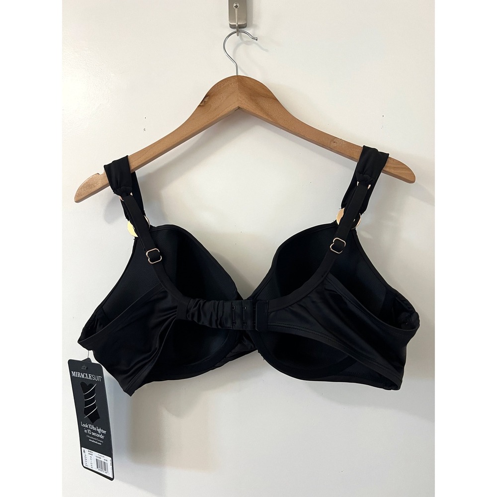 Miraclesuit Escape Underwire Black Tummy Control Swim Top Flirty Crossover 38DD - Picture 6 of 8